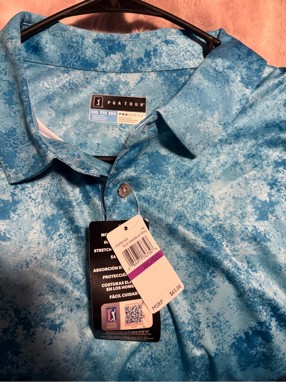 NWT PGA TOUR Pro Series XXL Blue Topaz Performance Golf Polo Shirt 
(1125) - Picture 4 of 5